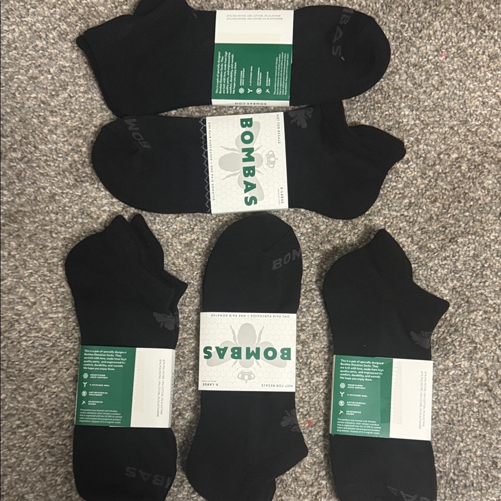 Bombas Men's Black Athletic Socks- Set of 5